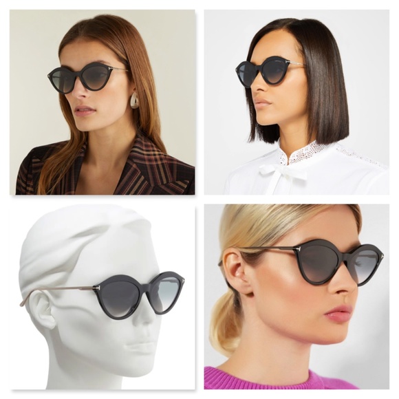 New TOM FORD Chloe Cat Eye Black Sunglasses - Picture 4 of 16